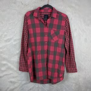 American eagle- pink and dark gray check flannel